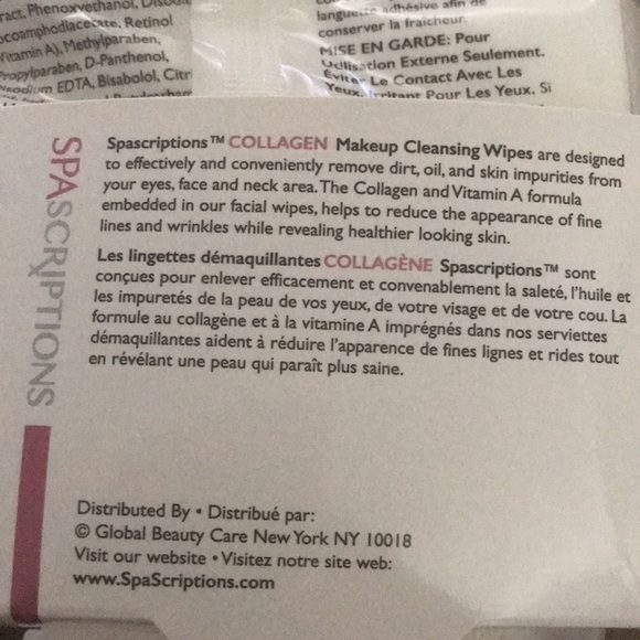 NEW SPASCRIPTIONS Collagen makeup cleansing Wipes BNIP NEW 60 wipes - Picture 3 of 3